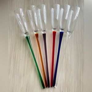 Vintage Mid Century Modern ArtLand Set of 6 Handblown Glass Champagne Flutes